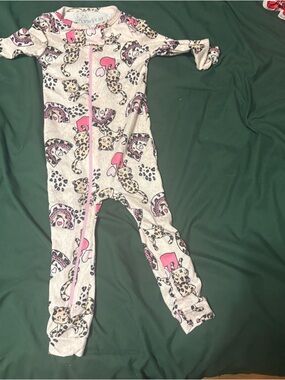 Mon Petit Pink Leopard & Rainbow Zip One-Piece Bodysuit